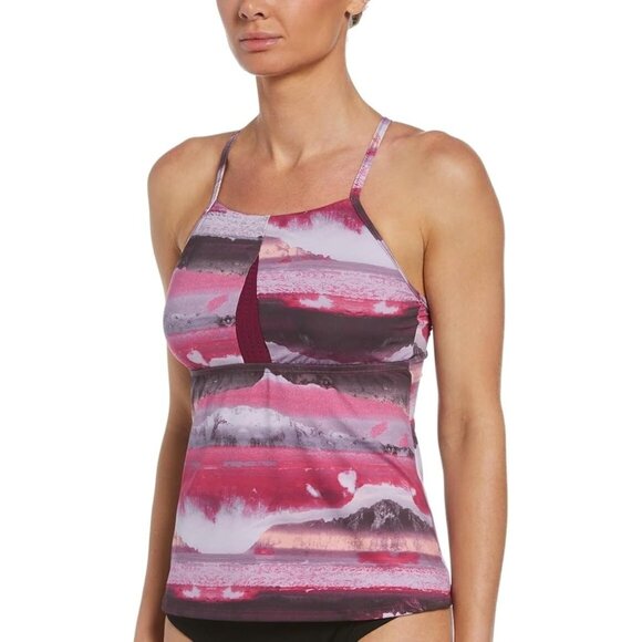 Nike NESSC311 Adventure Strappy Crossback Tankini Swim Top Sangria ( XS ) - Picture 1 of 5
